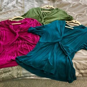 3 Kiyonna twist front A-line short-slv Rayon Tees